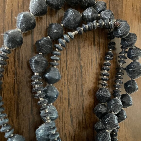 Noonday Collection Blue Paper Bead Necklace BEAUTIFUL - Picture 2 of 3